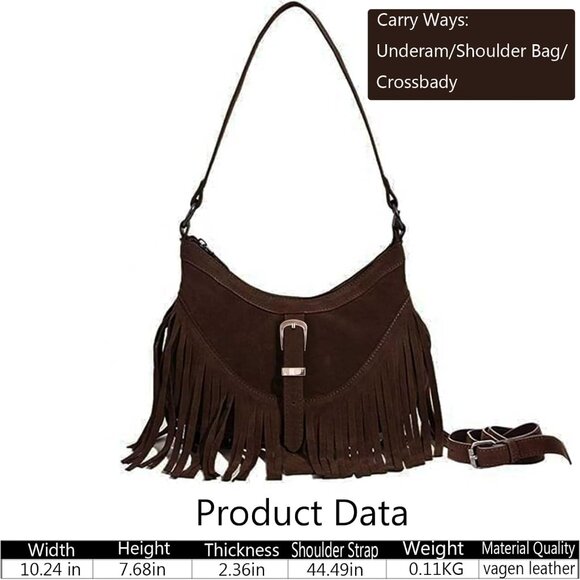 Western Purses For Women,Small Fringe Crossbody Bag With Wrist Strap Mini Hipppi - Picture 2 of 8